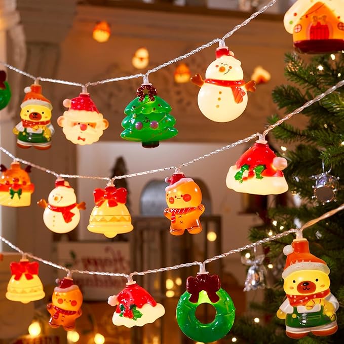 LOLStar Christmas String Lights Decorations, 9.8FT 20 LED Christmas Fairy Lights, Battery Operated (Not Included) with Timer Function and 8 Flashing Modes, Cute Window Lights 2025 Home Indoor Decor