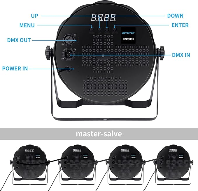 BETOPPER LED Par Lights 54 x 1.5W, RGB Stage Lights DMX DJ Lighting Sound Activated with Stand, Strobe Light & Wash Par Lighting DMX for Parties, Church, Wedding, Bars, 8 Pack