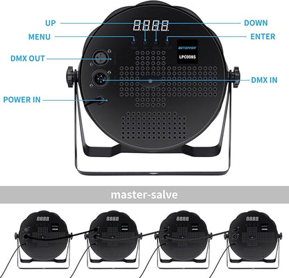 BETOPPER LED Par Lights 54 x 1.5W, RGB Stage Lights DMX DJ Lighting Sound Activated with Stand, Strobe Light & Wash Par Lighting DMX for Parties, Church, Wedding, Bars, 8 Pack