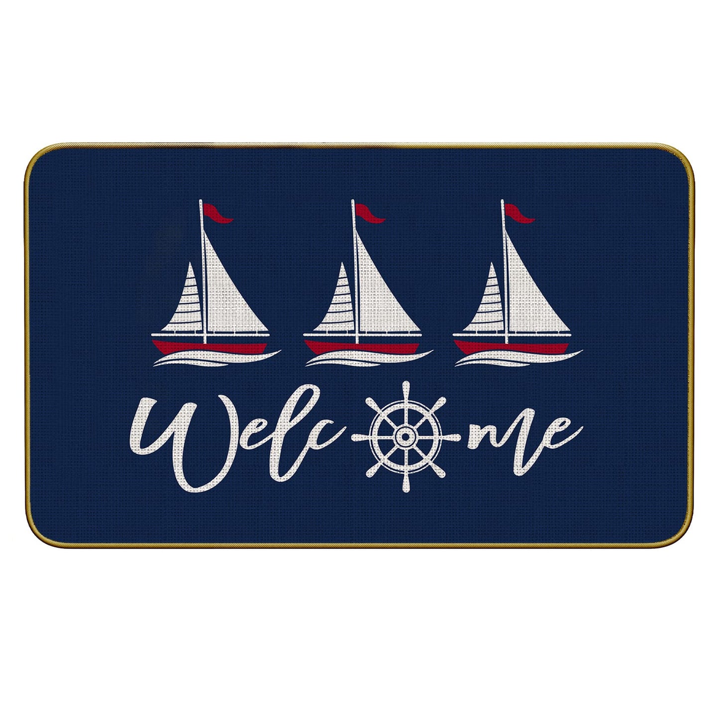 Mingnei Nautical Door Mat, Boat Rug for Floor, Welcome Boat Sailboat Doormat, Nautical Outdoor Floor Mats for Entryway 30 x 17