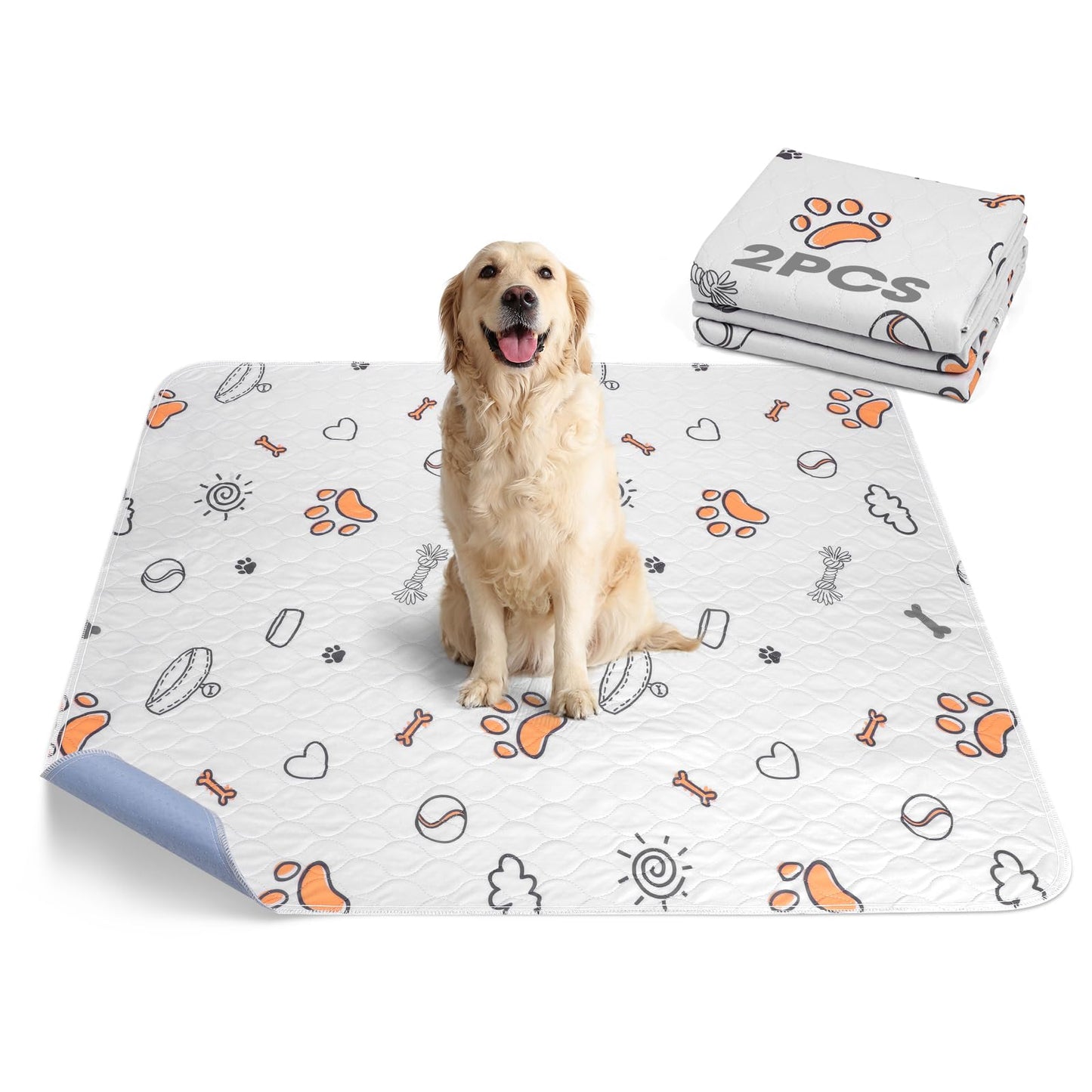 Washable Pee Pads for Dogs, 2 Pack Large 41"x41" Super Absorbent Reusable Pads for Dog Training Pads, 100% Waterproof Non-Slip Whelping Pads Dog Playpen Crate Mat Bed Pads
