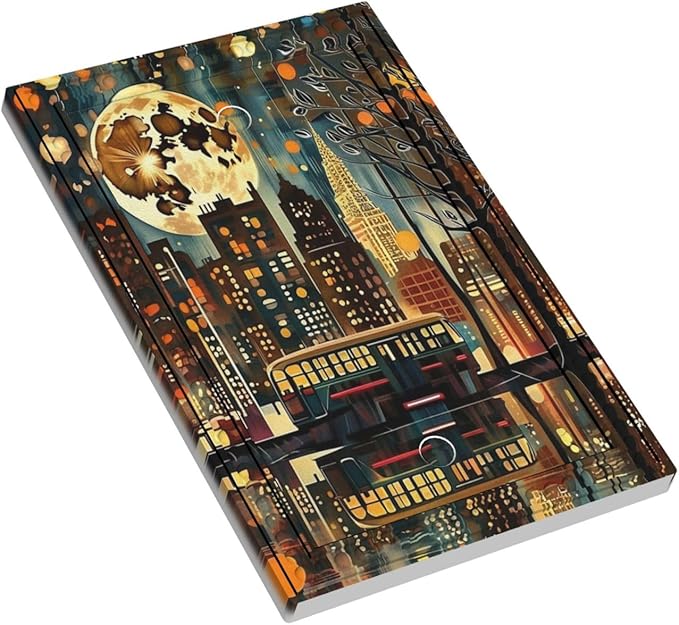 City Light Moon Bus Abstract Art Light Switch Covers No Device Wall Plate 1 Gang Decorative Blank Switchplate Electrical Faceplate for Country Living Bedroom Decor