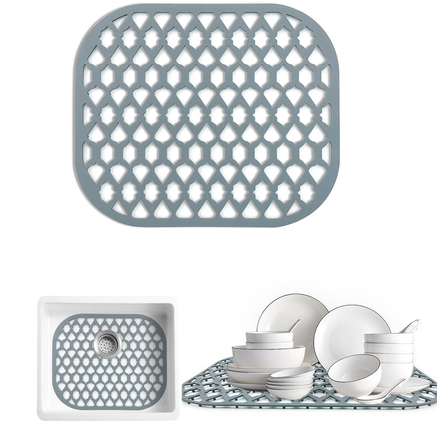 SAMSIER Silicone Sink Protectors Mats (13x11 & 14x12 & 16x12 & 18x16 & 19x14 & 21x16 & 22x13 & 25x16 & 26x14 & 28x14 & 30x16) for Bottom of Kitchen Sink (13”x11”)