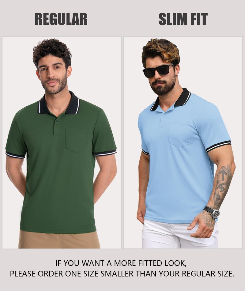 ZITY Mens Polo Shirts Casual Short Sleeve Athletic T-Shirts Classic Contrast Collar Shirt with Pocket Golf Polo Shirt for Men Royal Blue