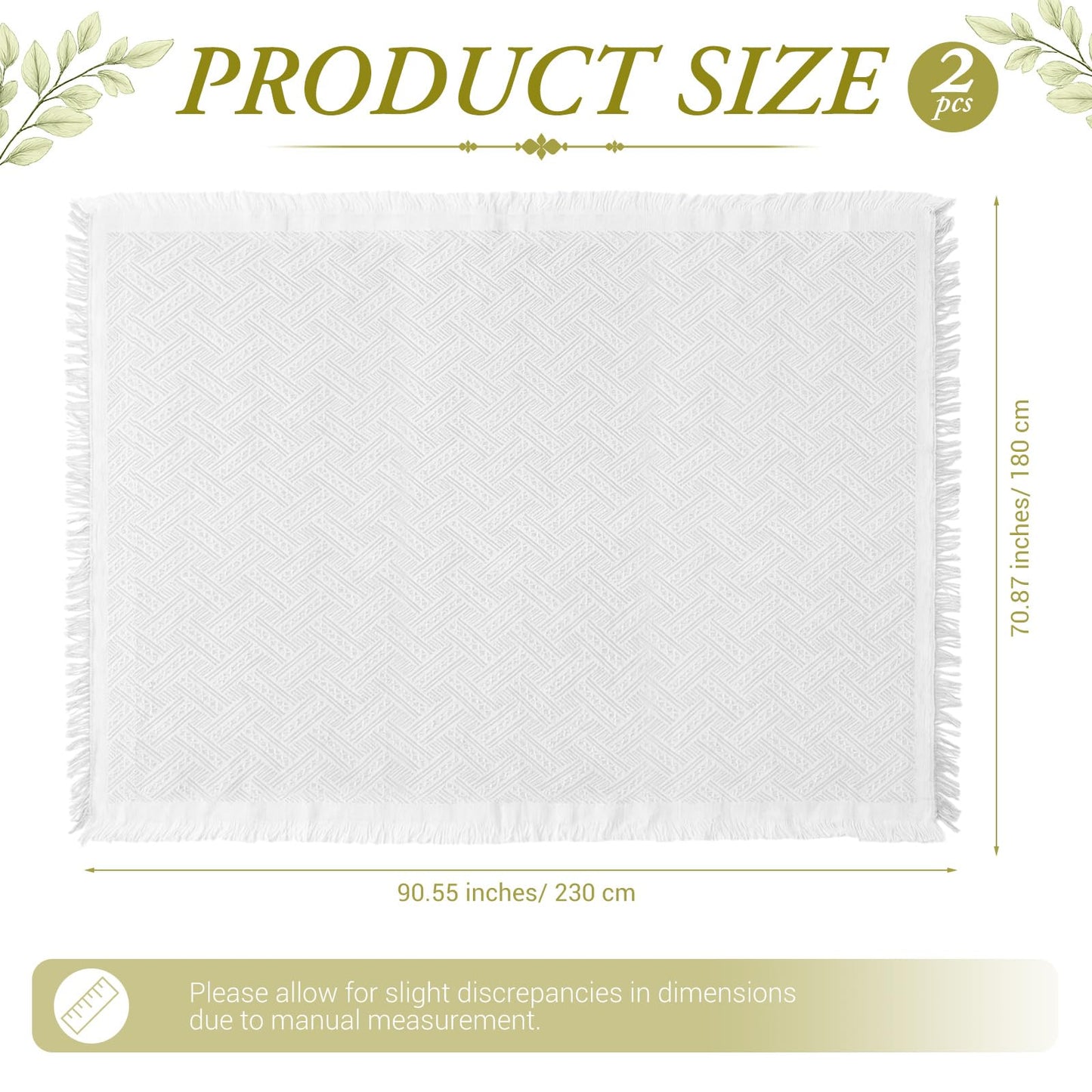 Chicplaid 2 Pack White Coffee Extra Large Picnic Blanket, Outdoor Picnic Mat, Woven Boho Large Beach Blanket with Fringe for Park, Camping, Lawn or Wedding Photoshoot (71 x 91 Inches)
