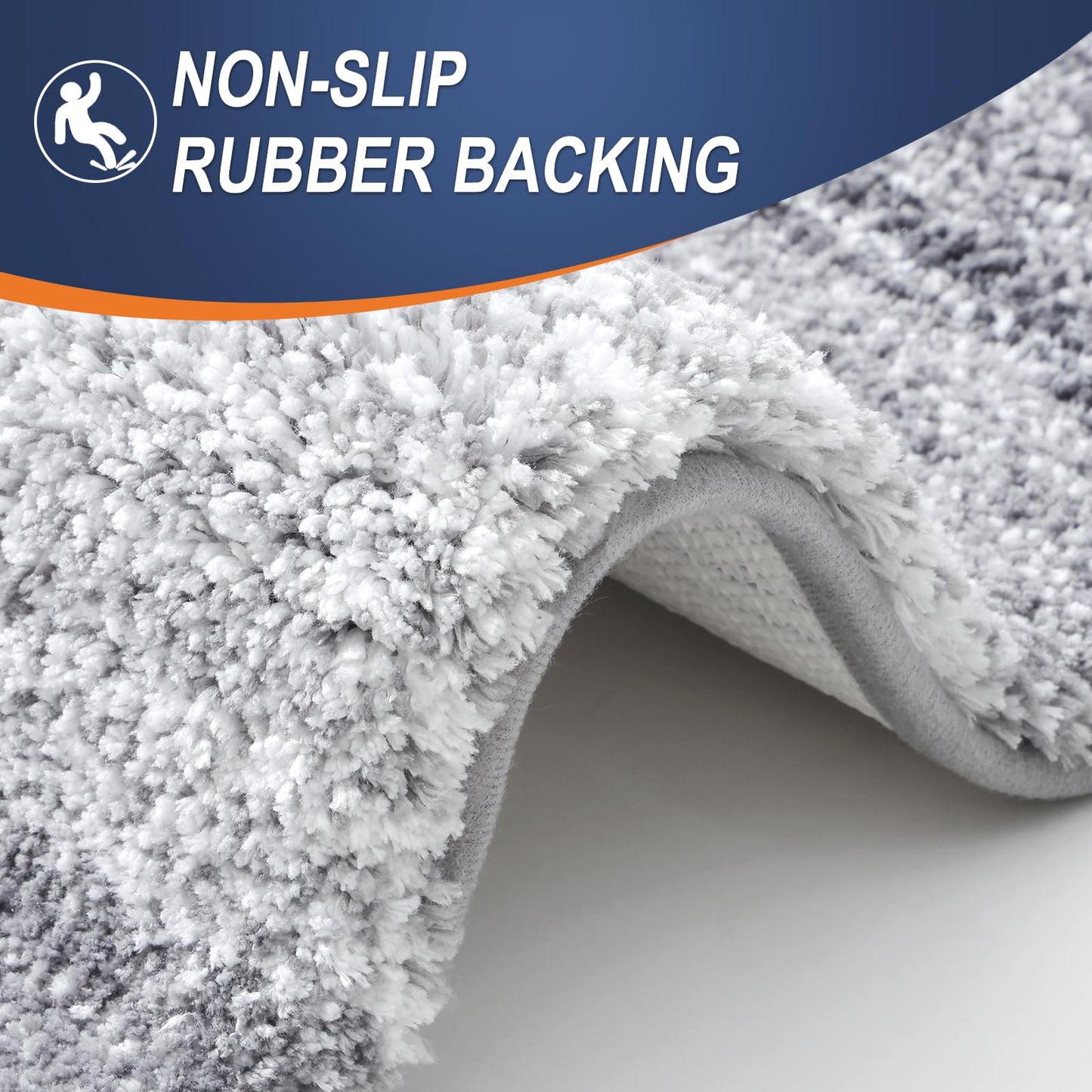 OLANLY Bathroom Rug Mat 30x20, Extra Soft and Absorbent Microfiber Bath Rugs, Non-Slip Plush Shaggy Bath Carpet, Machine Wash Dry, Bath Mats for Bathroom Floor, Tub and Shower, Light Grey
