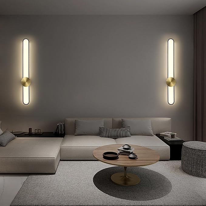 JAYMP Modern Wall Sconce Dimmable LED Wall Light Fixture, Hardwired Wall Lamp for Living Room, Dining Room, Bedroom, Hallway, Lobby, Entryway (Brushed Gold, H110cm/43.3inch)