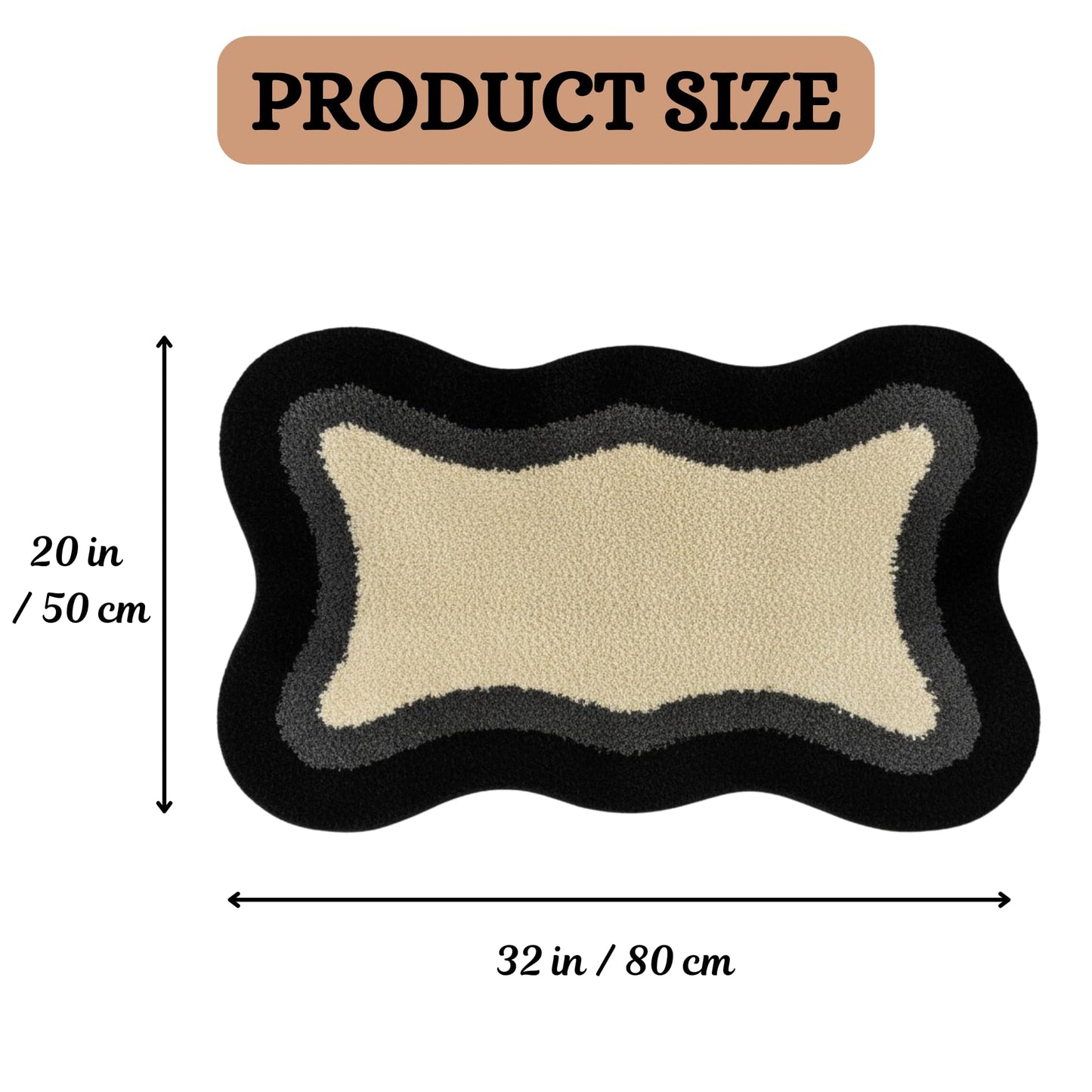 Luxape Cloud Rug - Black Fun Bathroom Decor - Irregular Shape - Handmade & Premium- 28in (70cm) - Hypebeast Room - Bathroom Bedroom, Children Bedroom - Aesthetic Room Decor Rugs