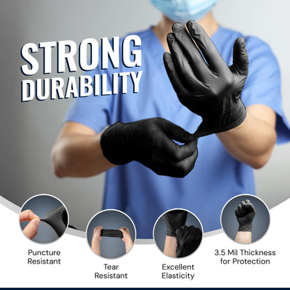 Reli. Black Nitrile Gloves, Medium | Disposable Gloves (1000 Pack, Bulk) | Powder Free, Latex Free, Food Safe | Single-Use | Premium Nitrile Rubber Material for Automotive Work, Cleaning, Cooking