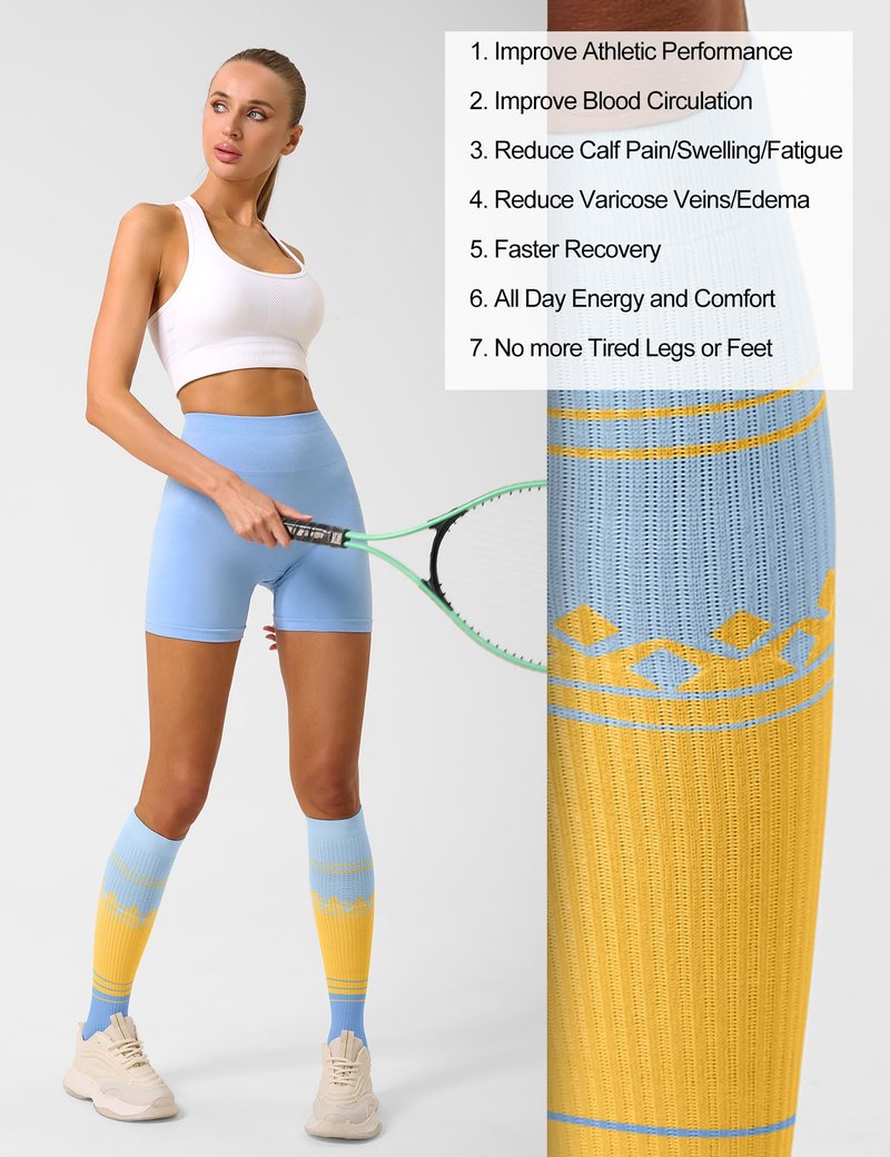 FITRELL 3 Pairs Compression Socks for Women and Men 20-30mmHg- Circulation and Muscle Support Socks for Travel, Running, Nurse, Knee High, Popsicle, L/XL