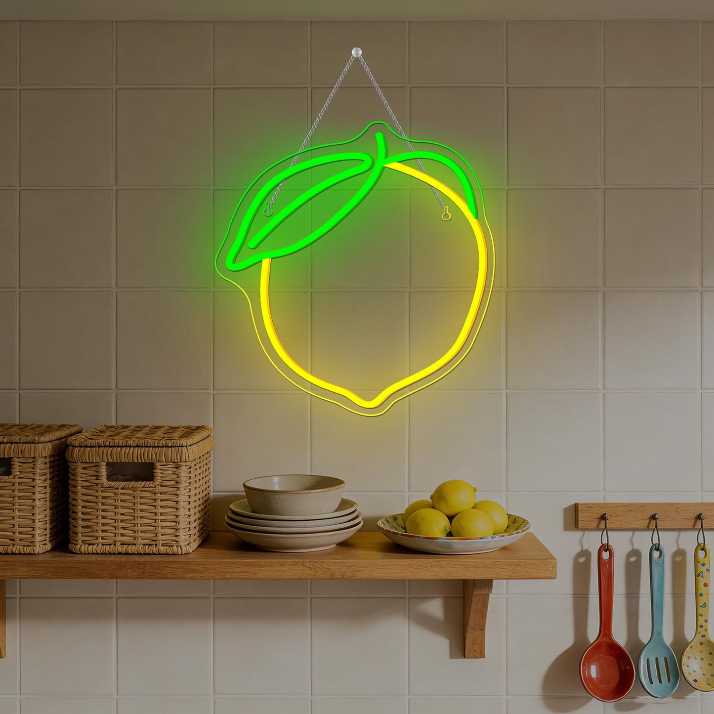 Lemon Neon Sign Lemons Yellow Led Sign Fruit Shape Neon Light for Apartment, Bar, Kids' Room,Bedroom,KTV Pub, Shop Wedding, Celebration (12.6"*11")