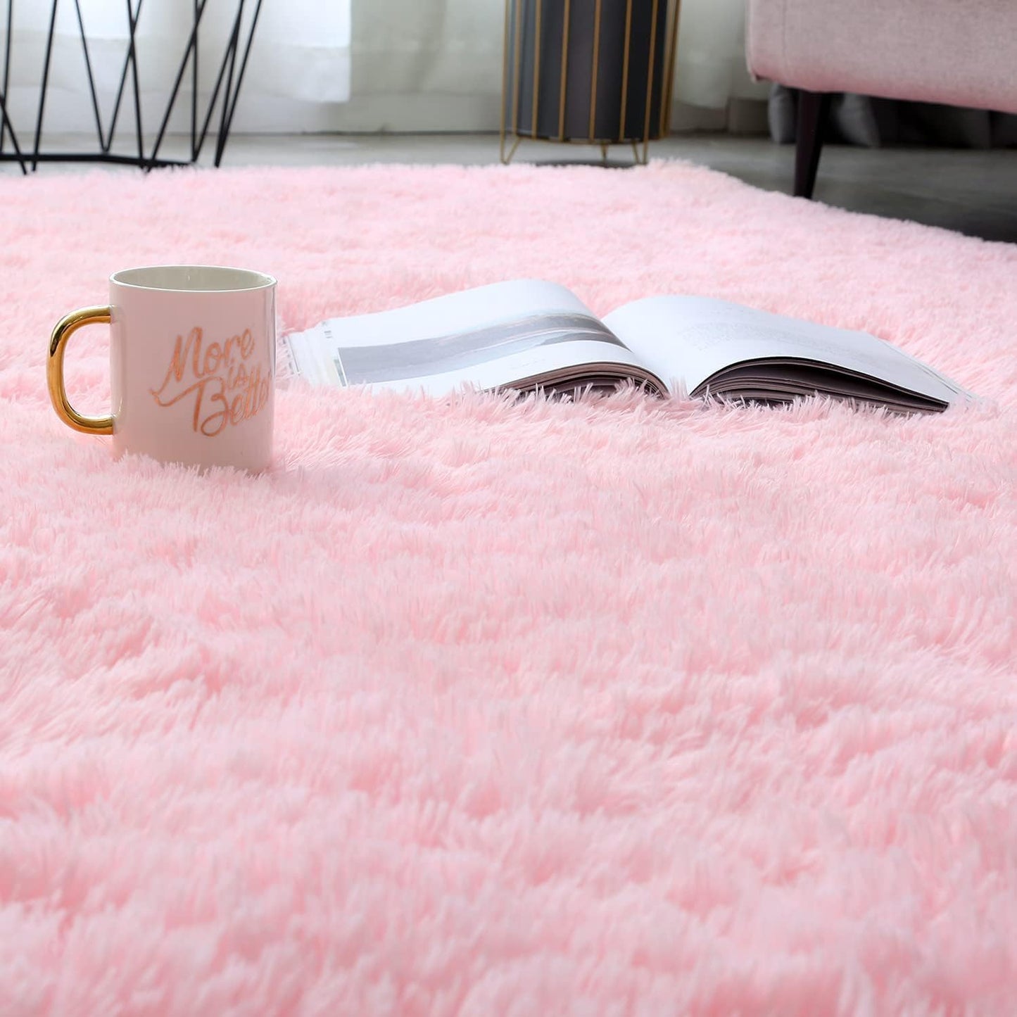 Shag Area Rugs for Bedroom Living Room,4X6 Ultra Soft Fluffy Area Rugs for Dorm,Indoor Carpet Plush Rugs for Living Room Home Decor,Pink