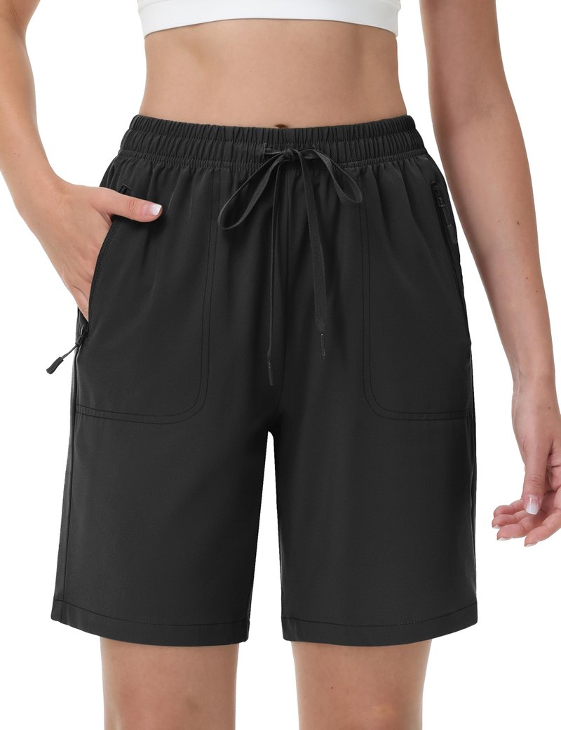 TACVASEN Hiking Shorts for Women Quick Dry Lightweight Golf Athletic Shorts with Pockets Water Resistant Summer UPF 50+ Black XL