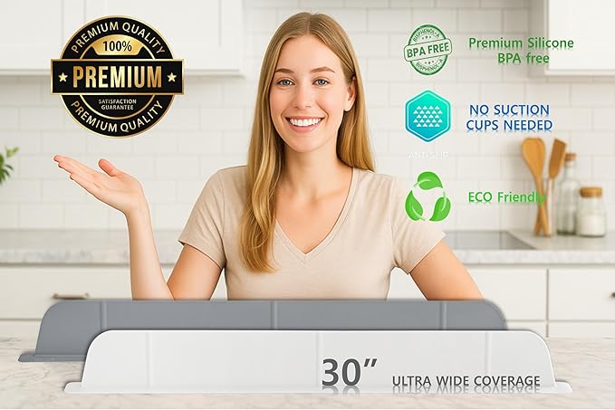 30 inch Premium Kitchen Sink Silicone Water Splash Guard SIZE UPGRADE 30" and