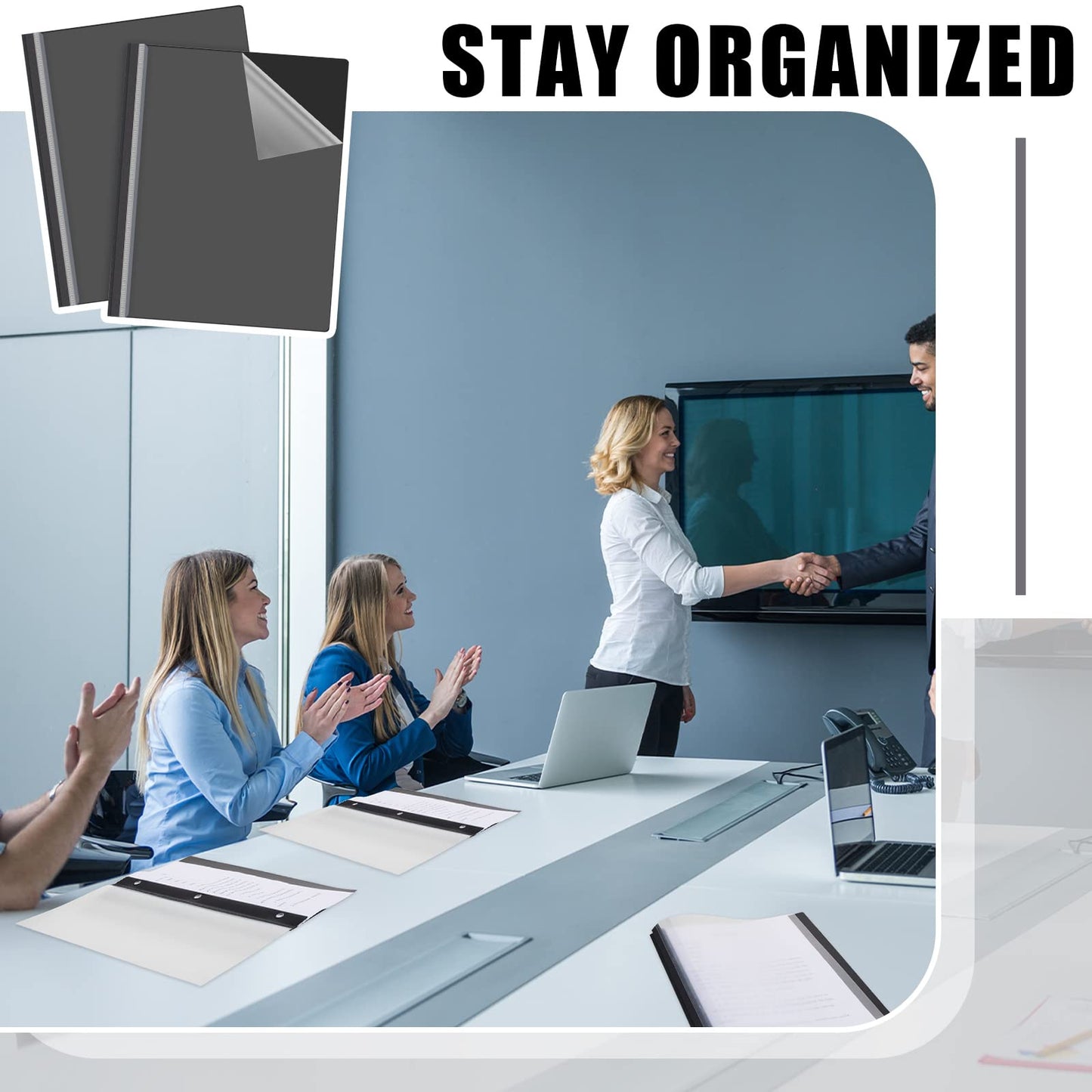 Teling 72 Pack Clear Front Report Covers Bulk Business Report Covers Plastic Presentation Folders Resume Portfolio Folder Paper Binder with 3 Prongs for Presentation Document School Office (Black)
