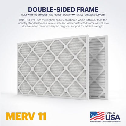 BNX TruFilter 20x25x5 (19.88’’ x 24.75’’ x 4.38‘ Honeywell Compatible 4”) MERV 11 Air Filter (2-Pack) - MADE IN USA - HVAC AC Furnace Filters for Allergies, Dust, Pet, Smoke, Allergy MPR 1200 FPR 7