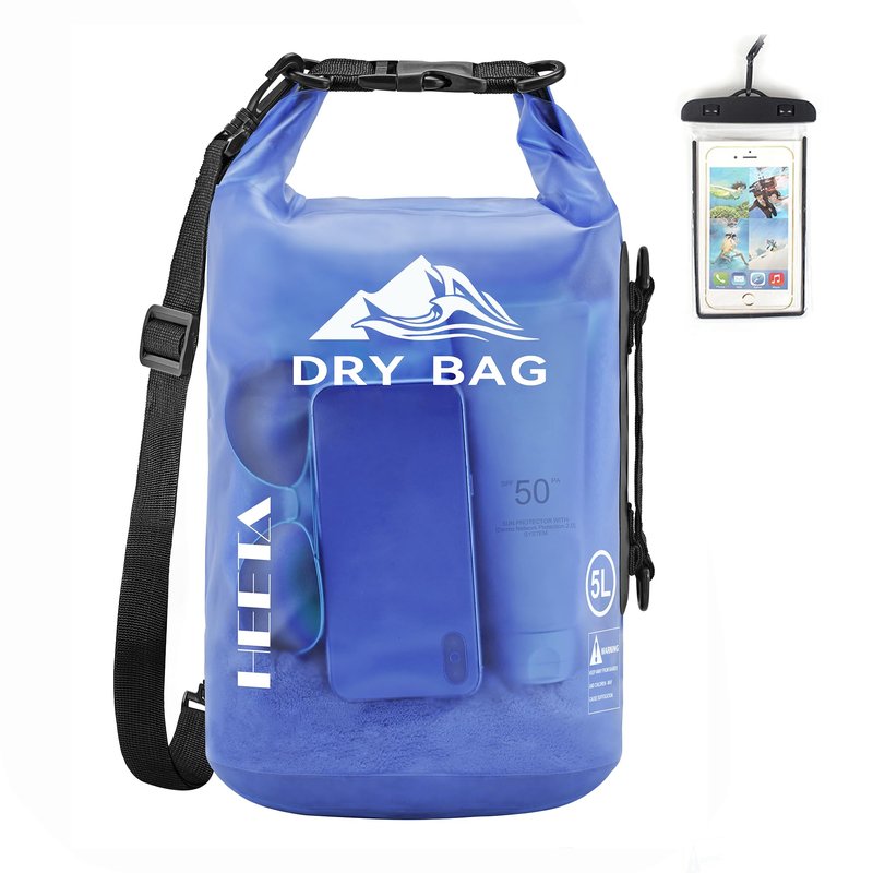HEETA Dry Bag Waterproof for Women Men, Roll Top Lightweight Dry Storage Bag Backpack with Phone Case for Travel Swimming Boating Kayaking Paddle Board Camping Beach Accessories (Bluish Violet, 20L)