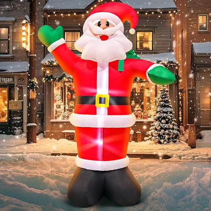 6FT Inflatable Santa, Christmas Inflatable Santa Claus with Gift Bag, Santa Blow up Yard Decorations Built-in LED Lights Party Lawn Holiday Xmas Winter Outdoor Décor