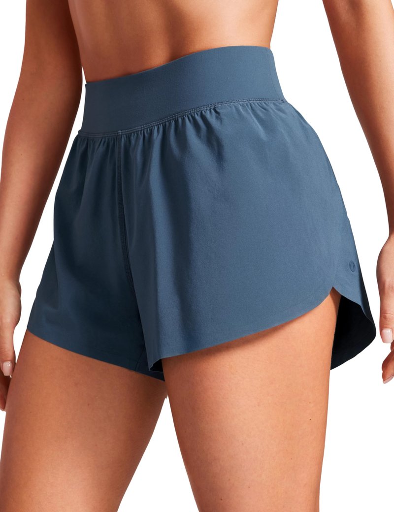 CRZ YOGA High Waisted Split Running Shorts for Women 3" - Comfy Mesh Liner for Workout Athletic GymTrack Quick Dry Stelindigo X-Large