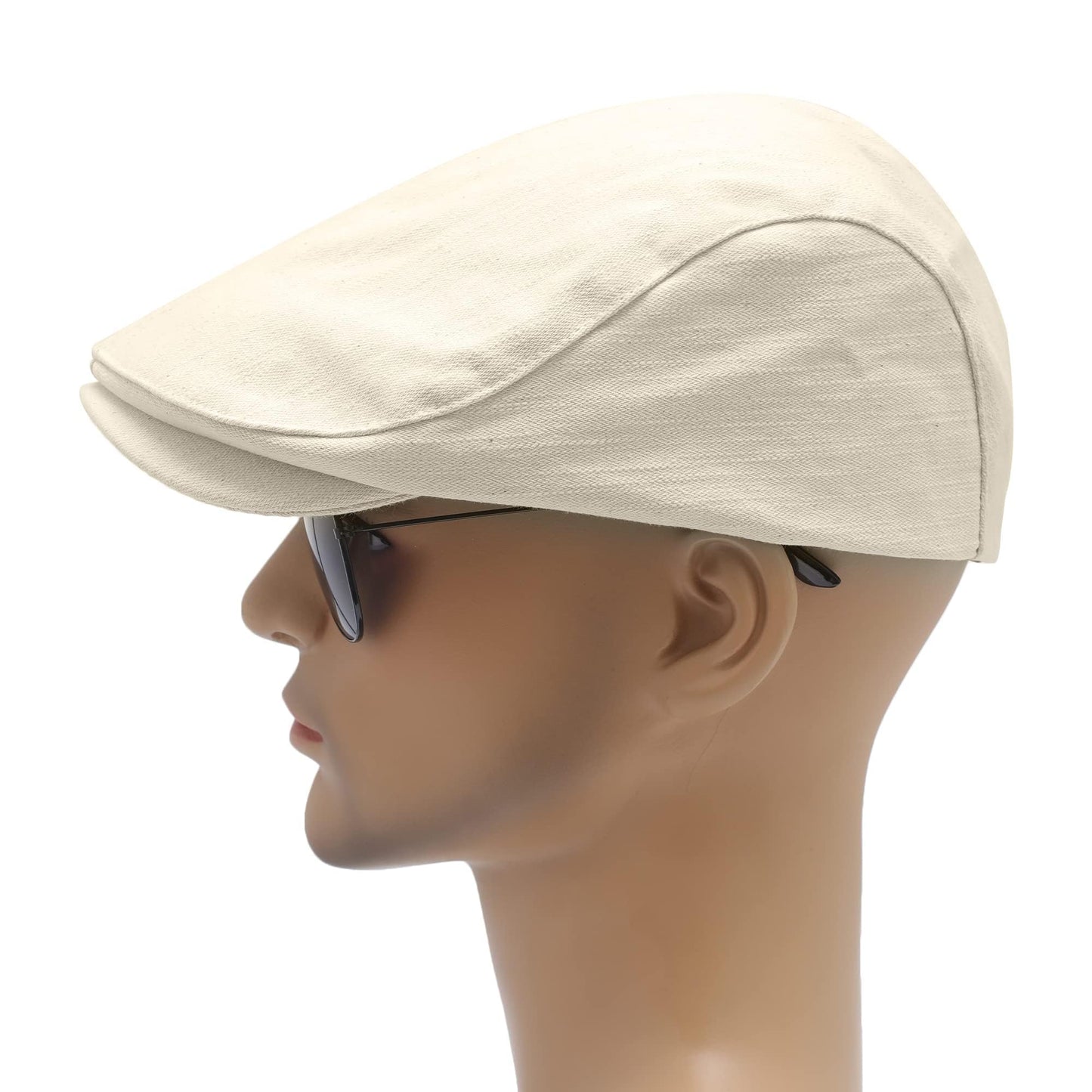 ZLYC Men Cotton Flat Cap Summer Scally Ivy Gatsby Newsboy Beret Driver Cabbie Hunting Hat