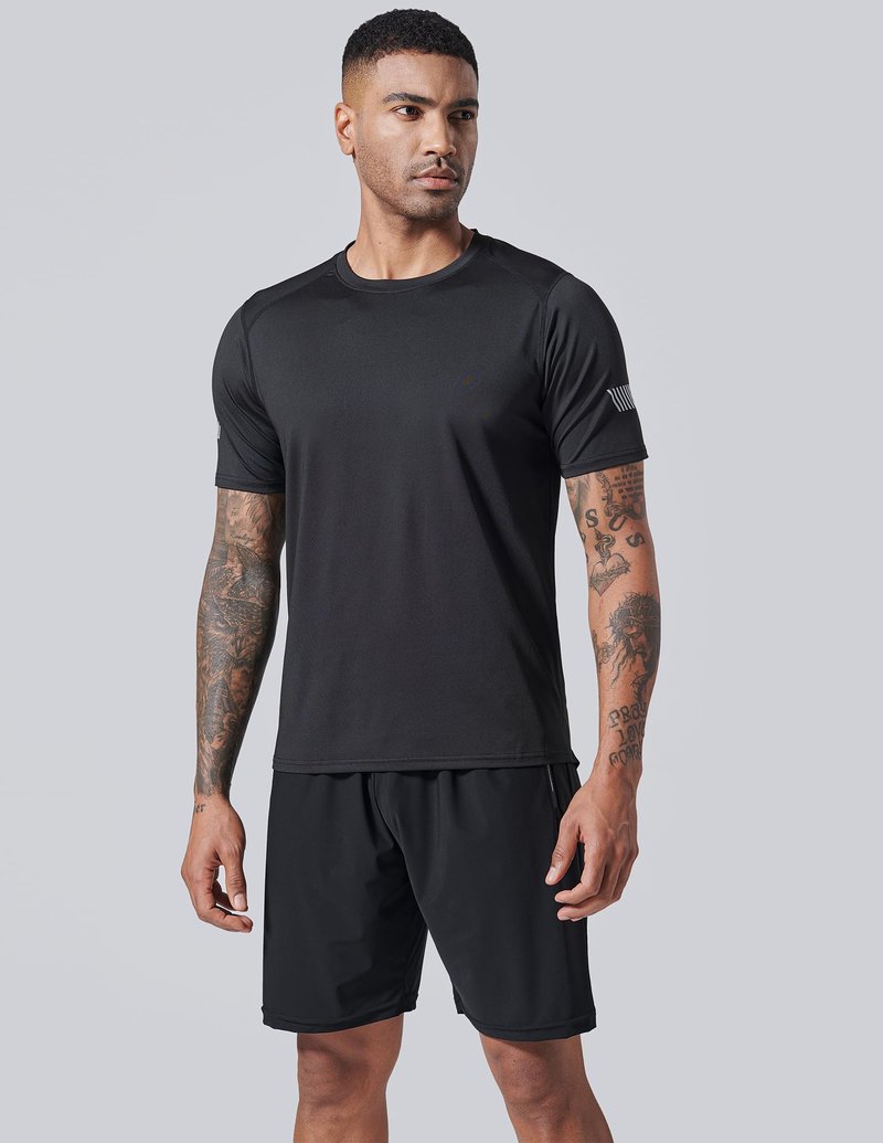 5 Pack Men’s Active Quick Dry Crew Neck T Shirts | Athletic Running Gym Workout Short Sleeve Tee Tops Bulk (Set 3, Large)