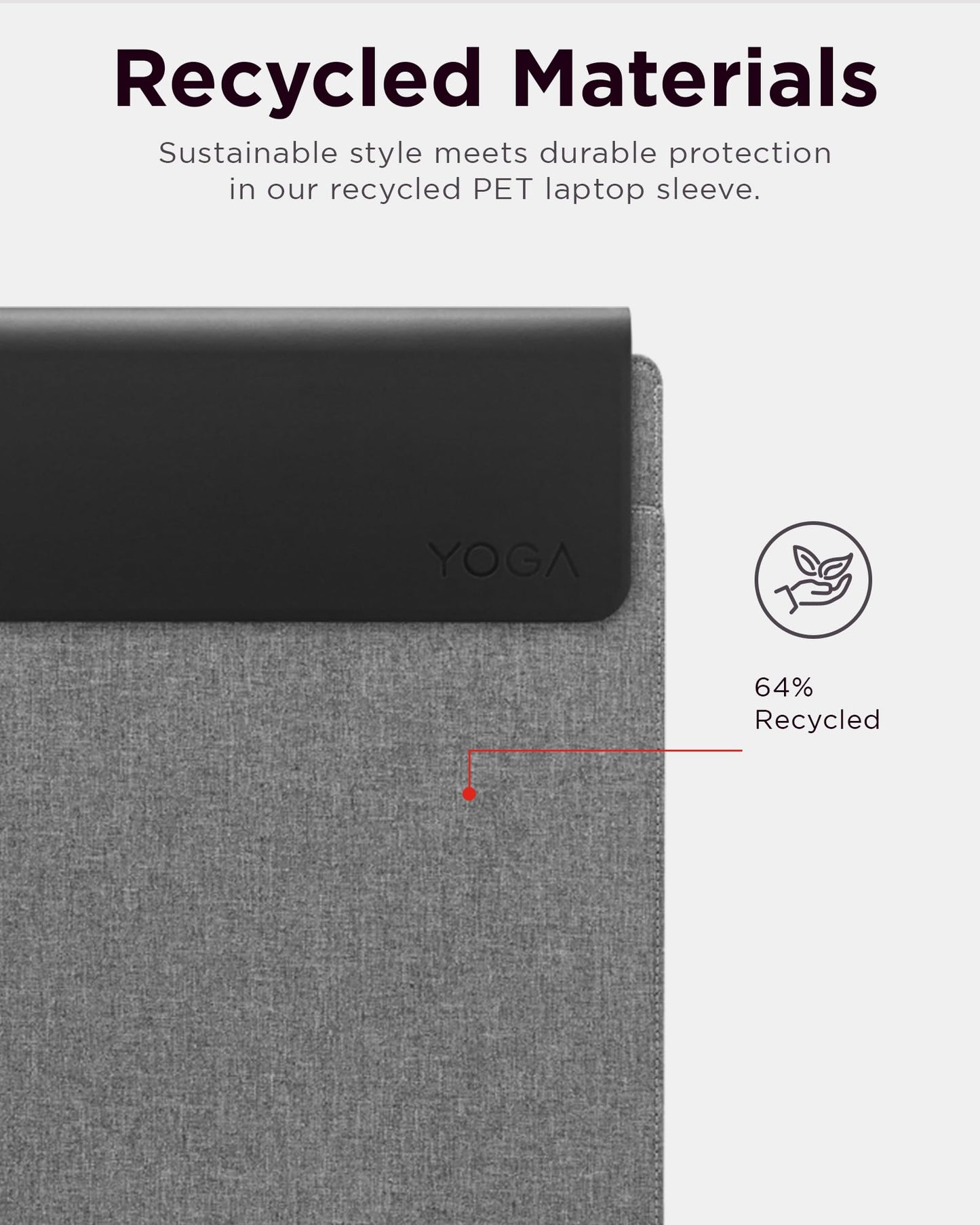 Lenovo Slim Laptop Sleeve 14 Inch Notebook/Tablet - Compatible with MacBook Air/Pro - Eco-Friendly Lightweight Case with Accessory Pocket & Magnetic Closure - Grey