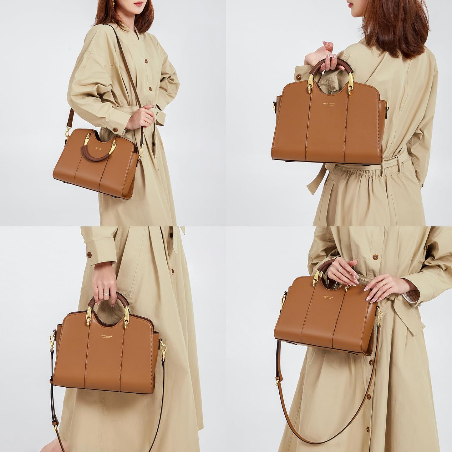 Cnoles Satchel Bag for Women Fashion Leather Ladies Top Handle Tote Shoulder Bag Purses and Handbags