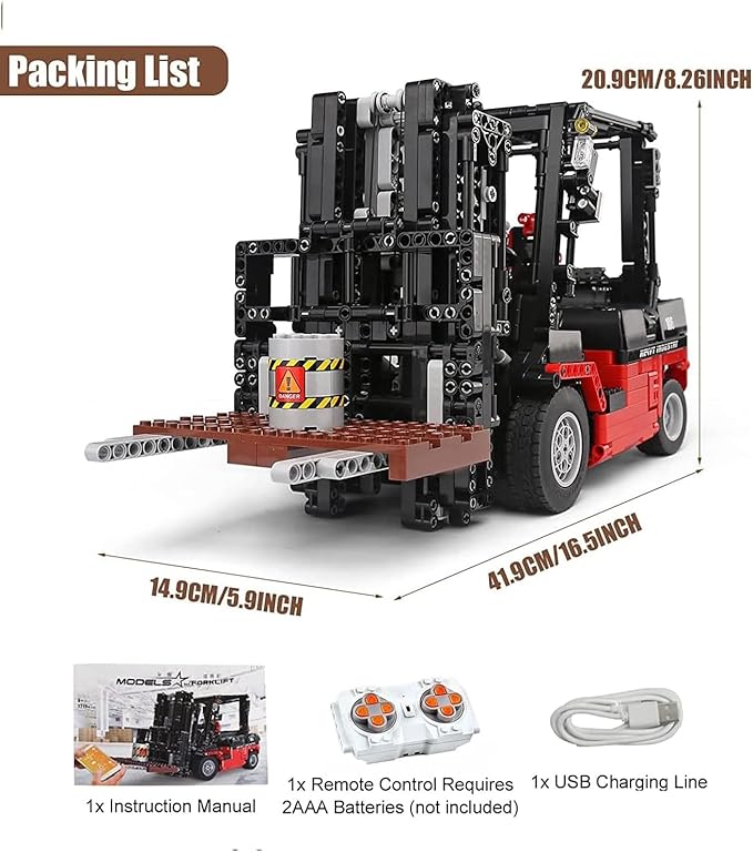 Mould King 13106 Forklift Truck Building Block Kit MOC Remote Control Heavy-Duty Shelf Lifted Truck Model Toy Gift Toys for Kids Age 8+/ Adult (1719 Pieces)