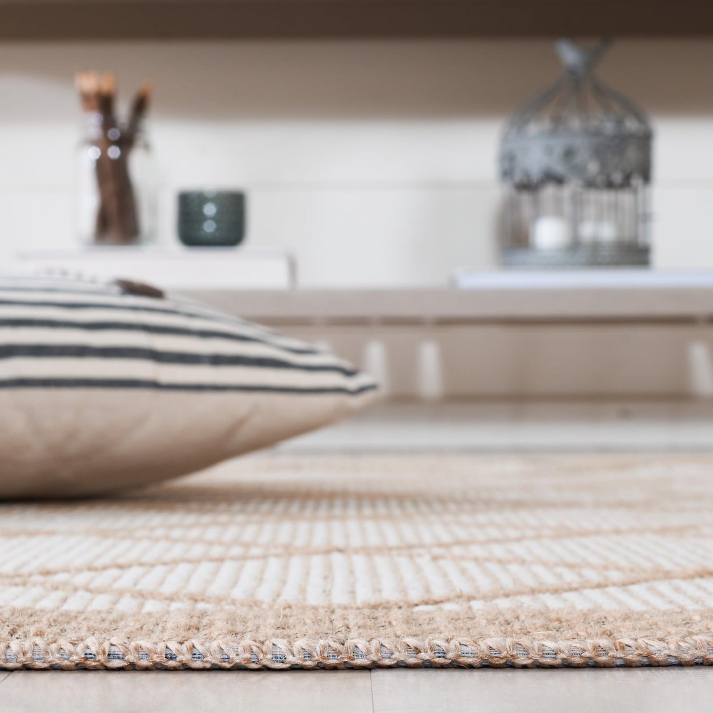 Safavieh Area Rug 8x10 - Aspect Collection - Large - Ivory & Natural, Jute & Cotton, Trellis Pattern, Ideal for Living Room, Bedroom, Office, Dining Space (APE454A)