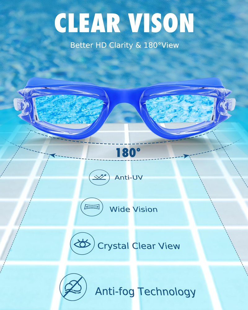 Aegend Swim Goggles for Kids Youth 3-14 Anti-Fog Anti-UV Comfort Fit Goggles for Swimming