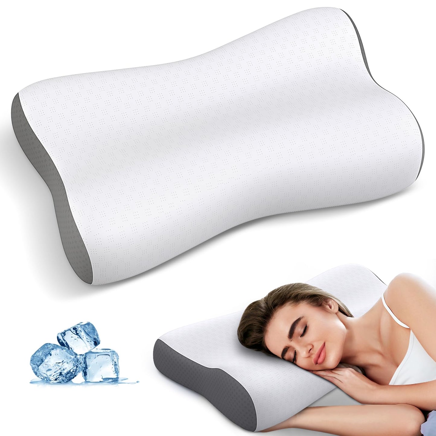 Cervical Neck Pillow for Pain Relief, Contour Memory Foam Pillows for Sleeping, Ergonomic Pillow Orthopedic Cooling Pillow Bed Pillow Neck Support for Side Back Stomach Sleepers