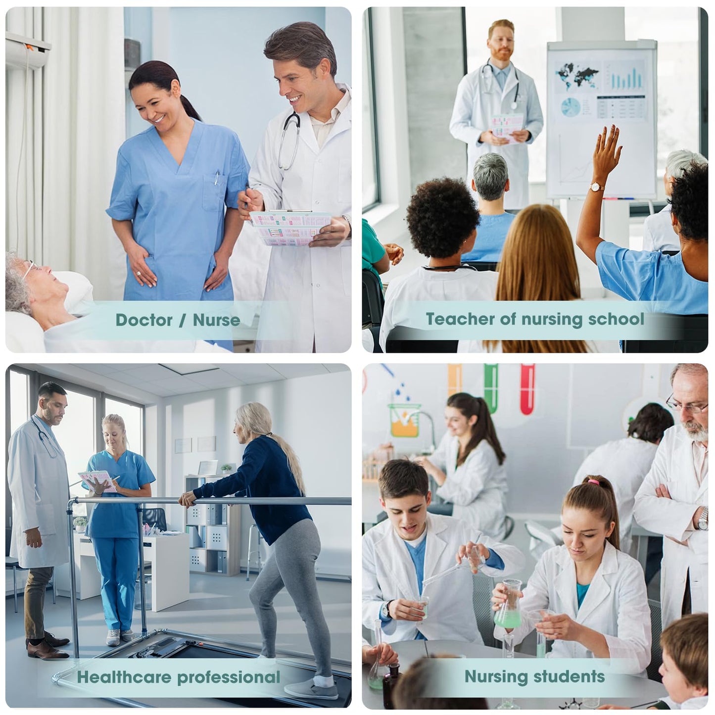 Nursing Clipboard Foldable, Thicken Aluminum Trifold Nursing Clipboard, Nursing Pocket Size Nurse Clipboards with Pen Holder, Nursing Edition Cheat Sheet for Students, Nurses and Doctors, Mint