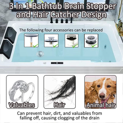 AzWzz Universal Tub Stopper Bathtub Drain Plug, Pop Up Tub Drain Hair Catcher, Drain Cover with Strainer, for 1-3/8 to 2in Bath Drain Hole