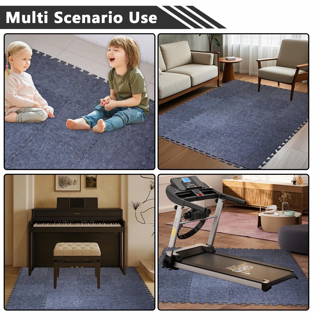 16 Pieces Thick Sound Absorbing Interlocking Floor Mats, High Density Piano Carpet Drum Rug, Non-Slip Anti Vibration Soundproof Pads Acoustic Blankets for Music Studio