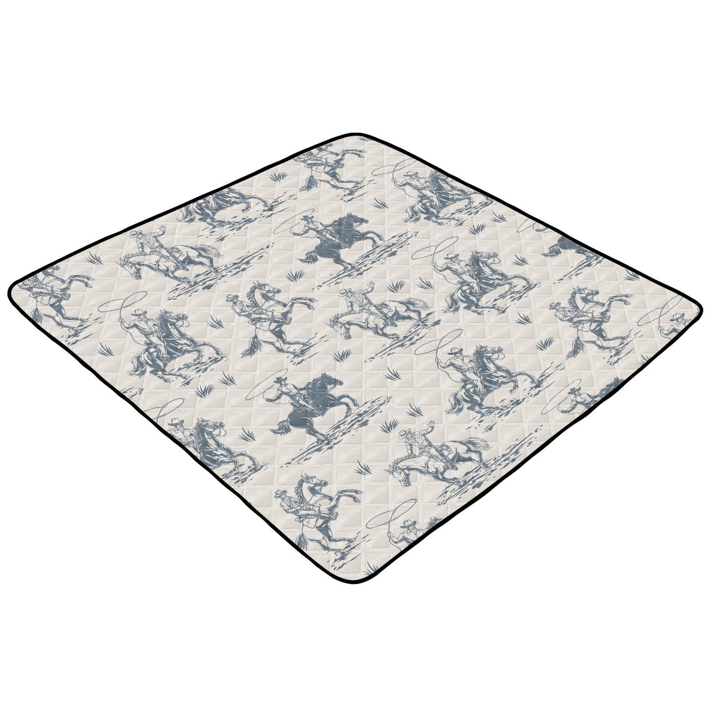 Selerdon Baby Play Mat Western Cowboy Horse Retro 50" X 50" Play Gym Crawling Mat Soft Non-Slip Portable Picnic Floor Mat for Infant, Babies, Toddler, Kids