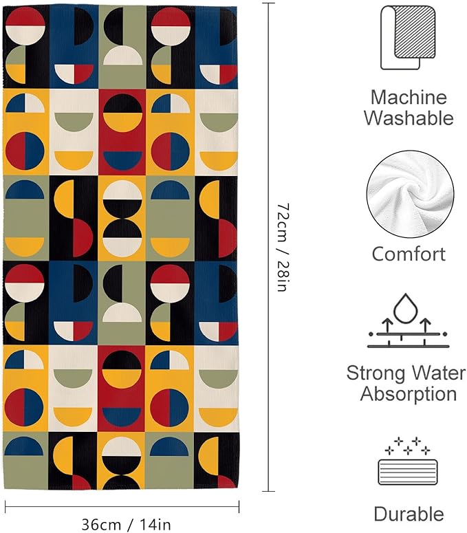 Mid Century Modern Retro Hand Towels for Bathroom Set of 2 Soft Absorbent Vintage Decorative Bath Towels for Bathroom Home Farmhouse Kitchen Spa Gym Yoga 14"x28"