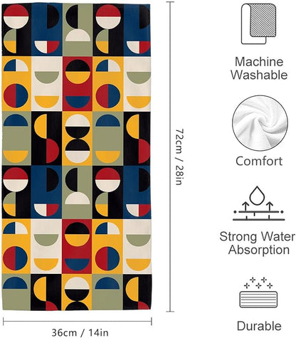 Mid Century Modern Retro Hand Towels for Bathroom Set of 2 Soft Absorbent Vintage Decorative Bath Towels for Bathroom Home Farmhouse Kitchen Spa Gym Yoga 14"x28"