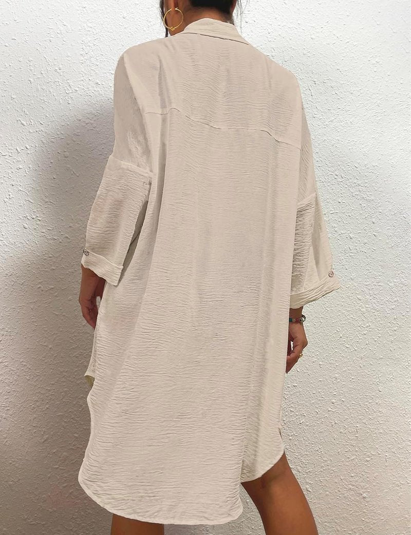 Bsubseach Women's Modern Swimsuit Cover-Up Blouse - Button Down Shirt Dress, Stylish Beachwear