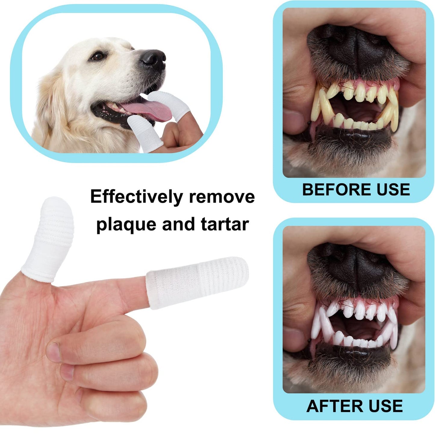 PenVinoo 20 PCS Dog Toothbrush Pet Toothbrush Finger Toothbrush cat Toothbrush Washable & Comfortable & Durable 1 Set for 2 Fingers(20)
