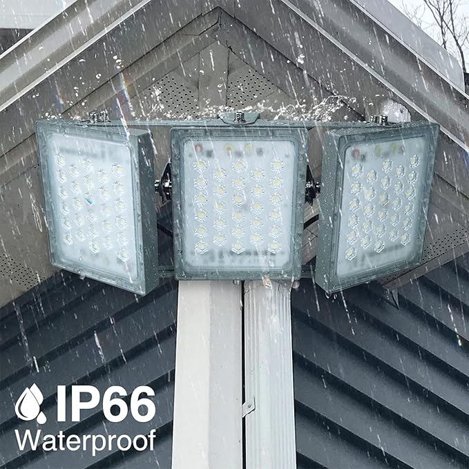 STASUN 150W 15000lm Dimmable LED Flood Light Outdoor, Flying Series Pro - 3 Panel 330° Lighting Angle, 6000K, IP66 Exterior Floodlights for Backyard, Stadium, Arena, Court, Commercial, Parking Lot