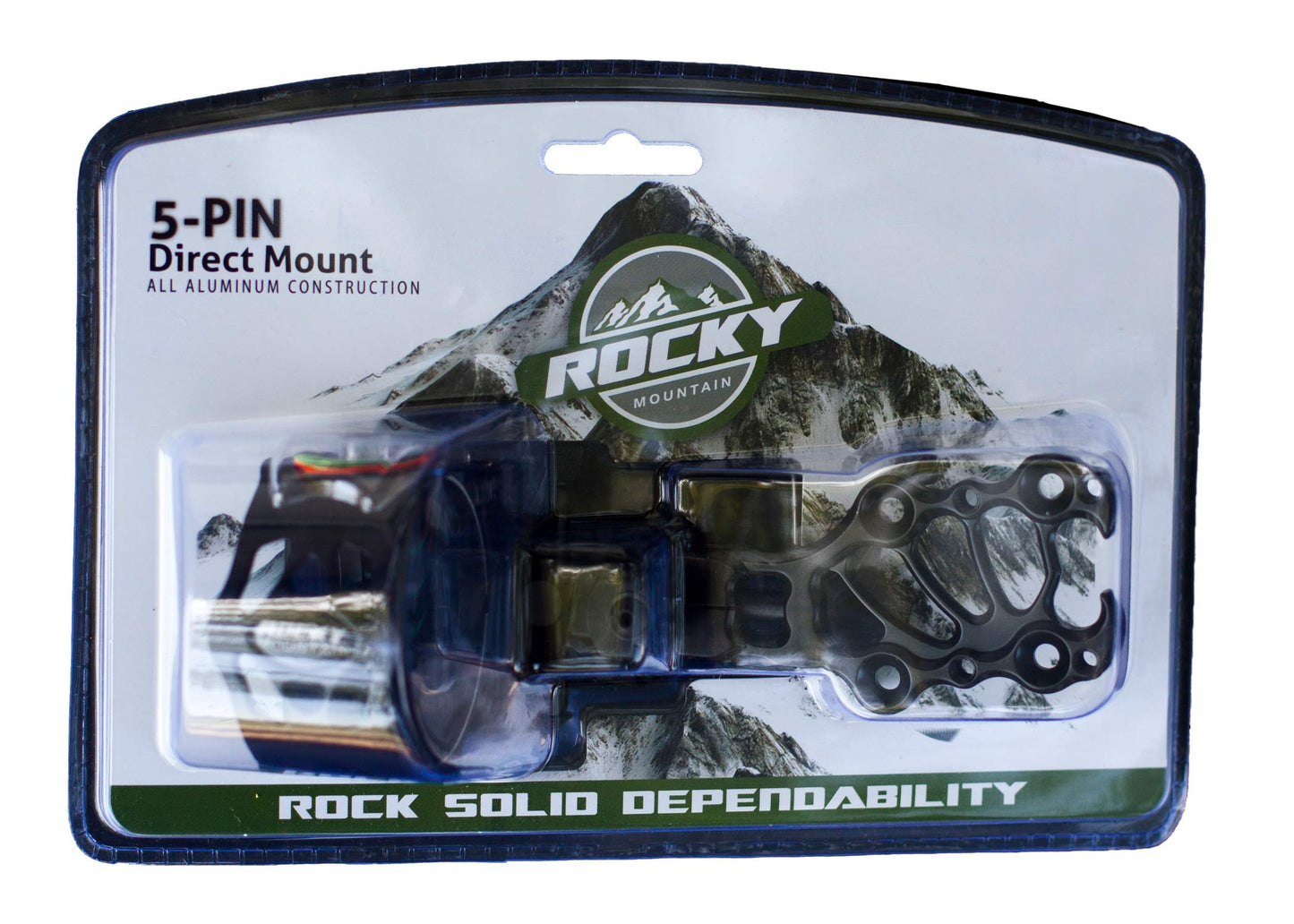 Mountain Rocky Direct Mount 5-Pin Bow Sight - .019” Pins, All Aluminum Construction, 2nd & 3rd Axis Adjustable, Tool Free Micro Adjust Windage & Elevation Laser Etched Markers, Built-In Light Adapter