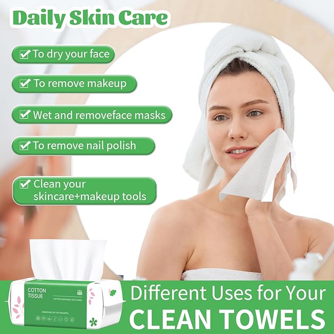 Disposable Face Towel, for Washing Soft Cotton Dry Wipes Facial Cloths