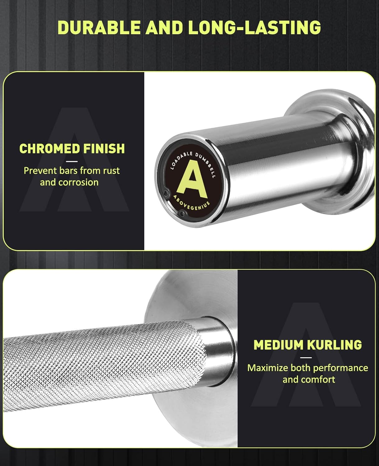 Pair of 16" Olympic Dumbbell Handles, Loadable Dumbbell Bars for 2-inch Olympic Weight Plates Great for Home Gym Strength Training, Weight Bars with 2 Pair of Spring Collars