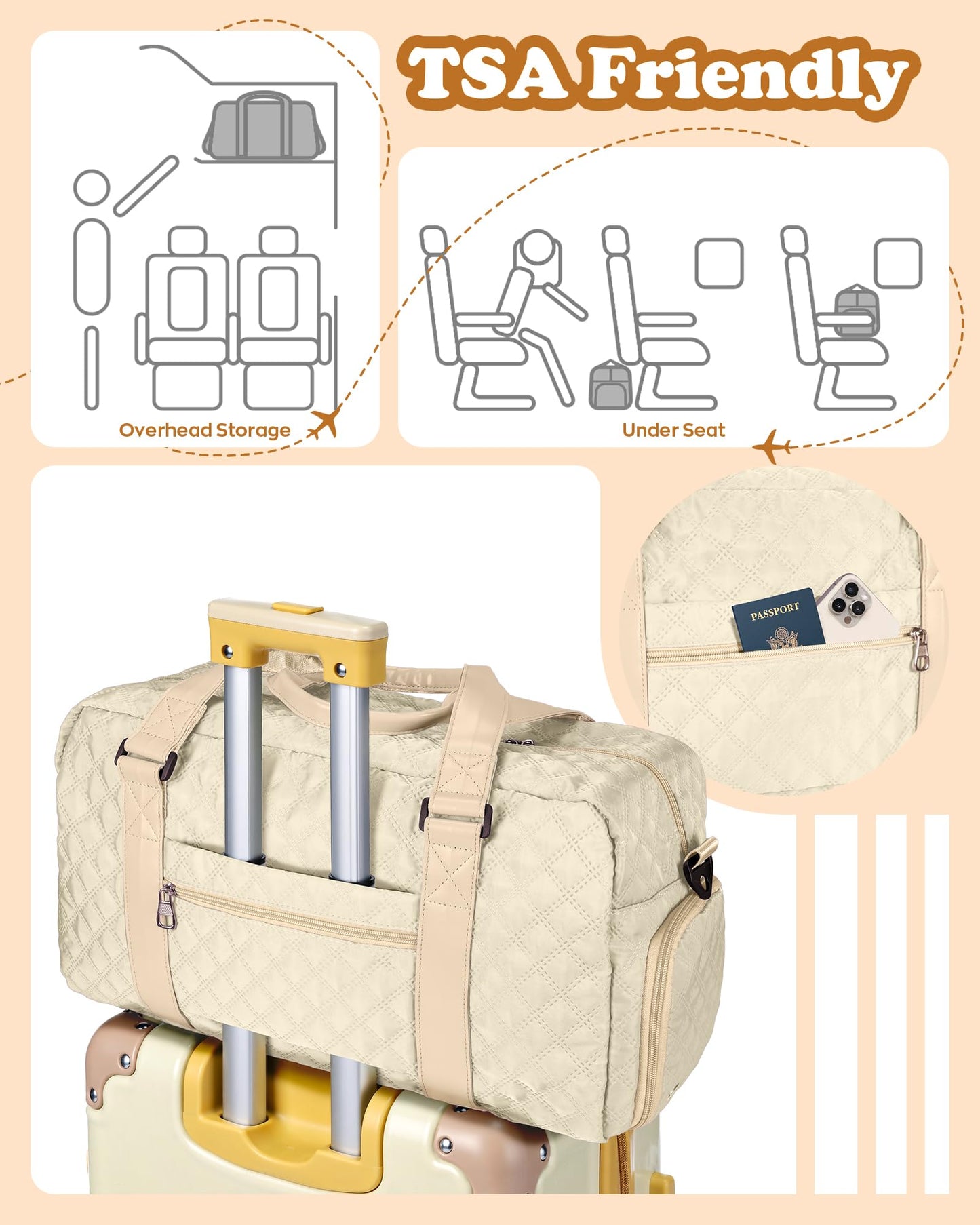 Elilier Duffel Bag, Girls Gift Bag Teens, Initial Travel Duffel Bag, Personalized Weekender Bag, Monogram Overnight Bag Gift for Grandmother,Tween Girls Gifts Daughter Gifts Niece Gifts, Mothers Gifts