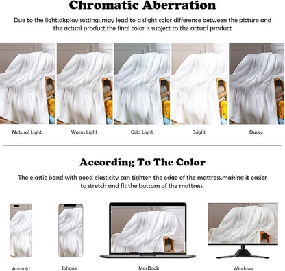 NEWCOSPLAY Super Soft Throw Blanket White Premium Silky Flannel Fleece Leaves Pattern Lightweight Bed Blanket All Season Use (White, Throw(50"x60"))