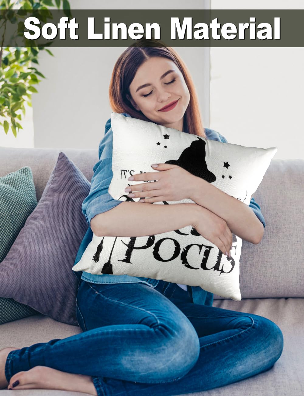 Halloween Decorations Set Of 4 Double-Sided Print Pillow Covers 18" x 18", with 8 Cute Halloween Decor Patterns, Elegant Invisible Zipper, Soft Linen Throw Pillow Covers for Outdoor & Indoor Use