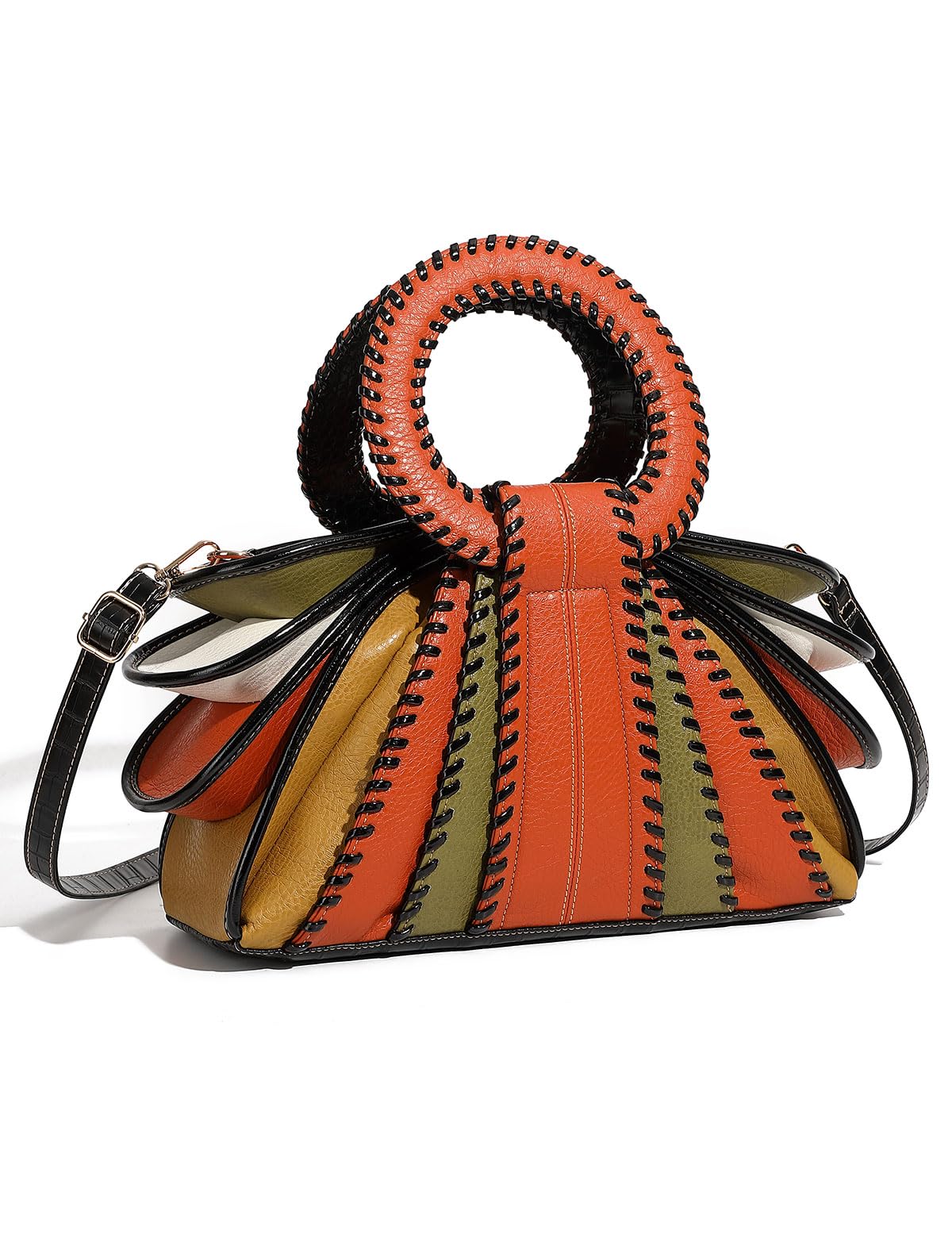 Designer Multicolor Leather Top Handle Handbag Bag Woman Large Capacity Purse Fashion Women Crossbody Bags for Women (Orange)