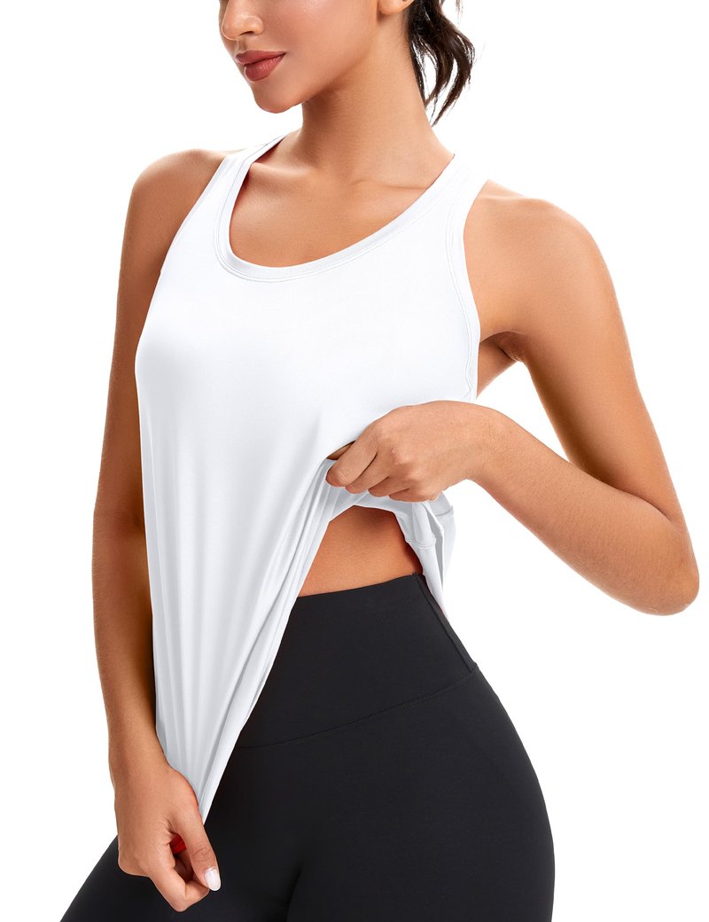 MathCat Women's Workout Tank Tops Racerback Sleeveless Tops Loose Fit Yoga Shirts Athletic Running Tank Top for Women White