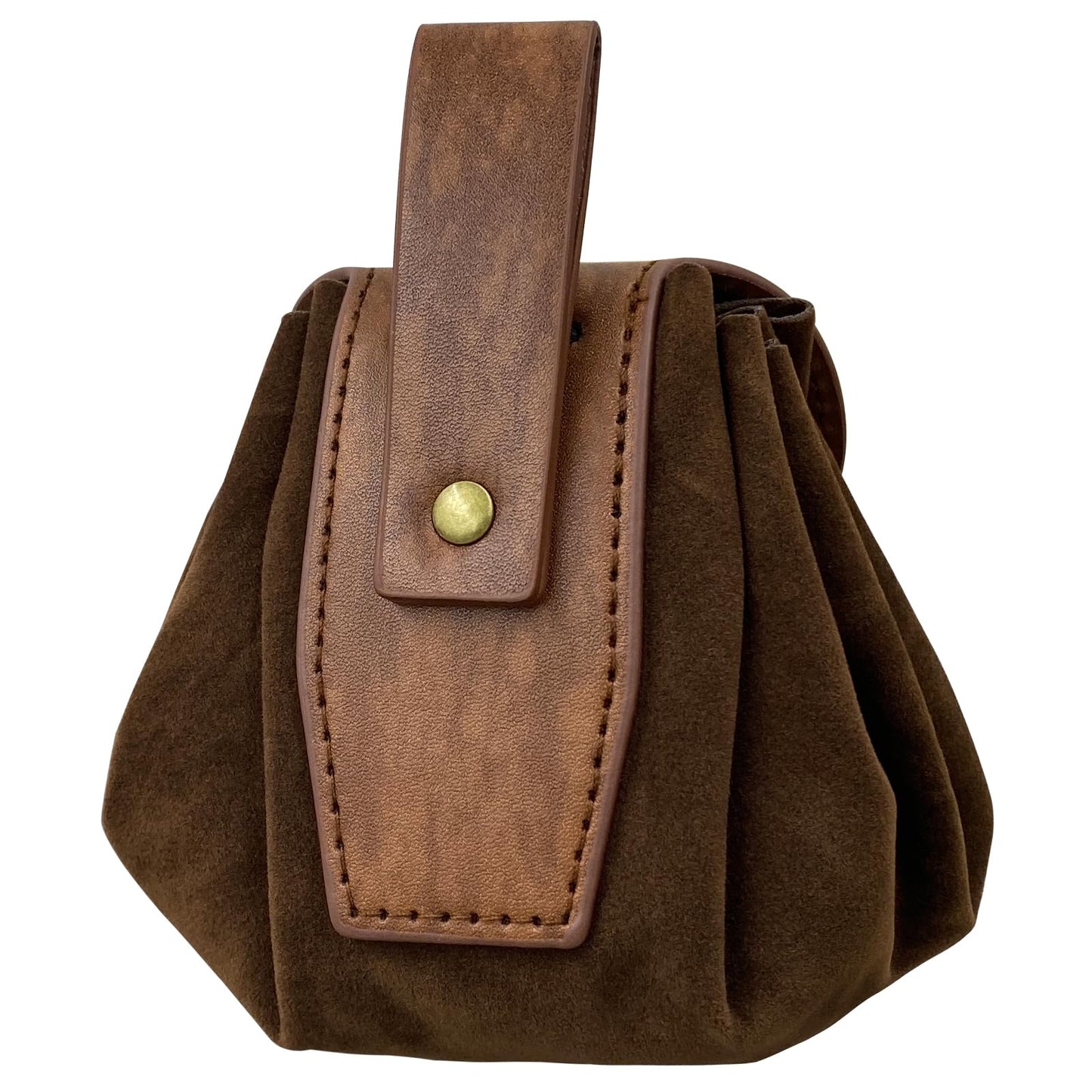 HiiFeuer Medieval Embossed Faux Leather Belt Pouch, Retro Renaissance Portable Belt Bag Coin Purse Dice Bag for LARP Ren Faire (Brown B)