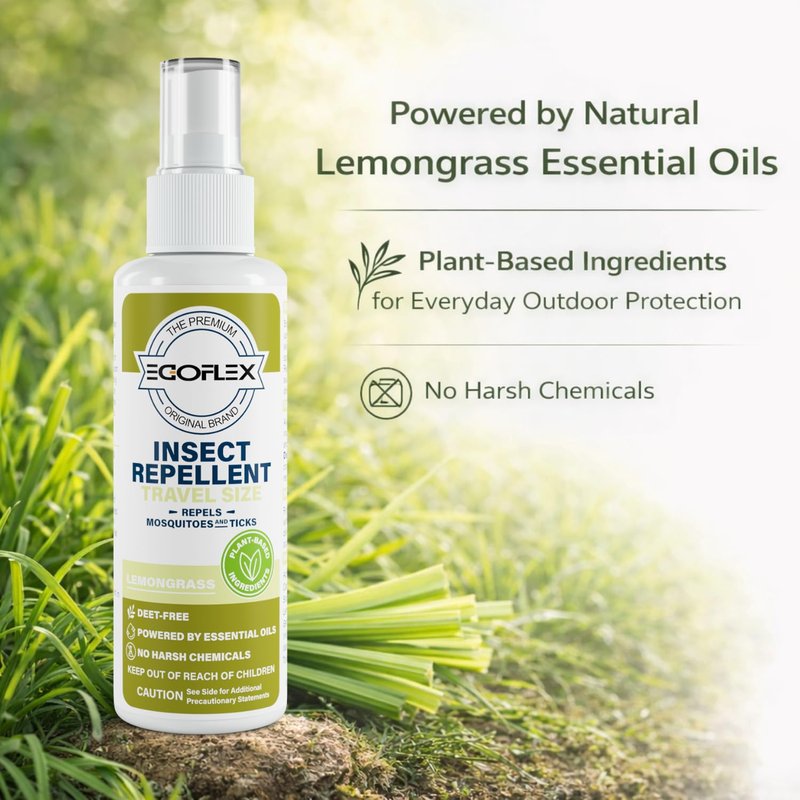 3-Pack Mosquito Repellent Spray - DEET-Free Bug Spray Travel Size TSA Approved - Mosquito, Tick & Insect Killer Deterrent with Natural Essential Oils - Lemongrass Scent - Safe for Family - 3 Fl Oz
